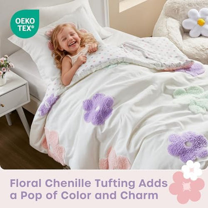 Intelligent Design Kids White Floral Twin Comforter Set for Girls, 3pc