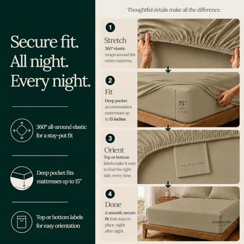 CLOUDSCAPE Millennium Series 100% Luxury Egyptian Cotton Sheets King,Linen