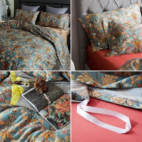 Vintage Flower Duvet Cover Full Percale Cotton Medallion Print Floral Bedding Set Full Farmhouse Bohemian Flower Comforter Cover with 2 Pillowcases Aesthetic Boho Duvet Cover with Zipper Closure