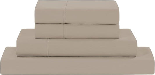 Modern Threads Soft Microfiber Solid Sheets - Luxurious Microfiber Bed Sheets - Includes Flat Sheet, Fitted Sheet with Deep Pockets, & Pillowcases Khaki Twin