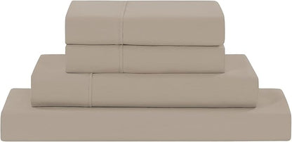 Modern Threads Soft Microfiber Solid Sheets - Luxurious Microfiber Bed Sheets - Includes Flat Sheet, Fitted Sheet with Deep Pockets, & Pillowcases Khaki Queen