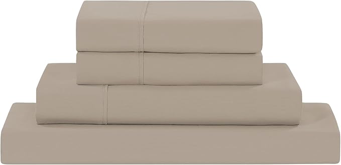 Modern Threads Soft Microfiber Solid Sheets - Luxurious Microfiber Bed Sheets - Includes Flat Sheet, Fitted Sheet with Deep Pockets, & Pillowcases Khaki King