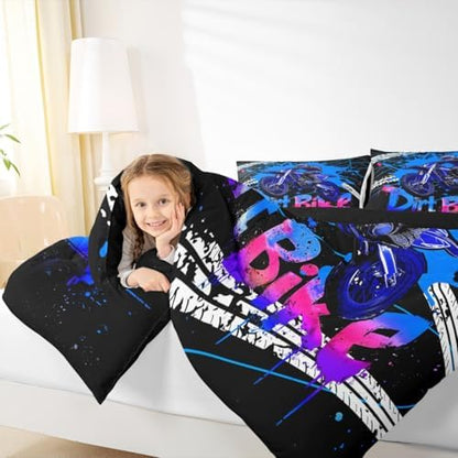 Feelyou Racing Motocross Rider Kids Bedding Set Boys Girls Twin Size