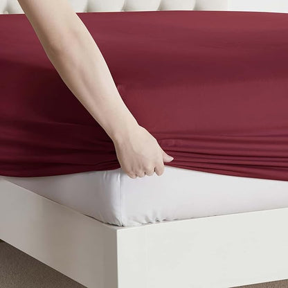 Clara Clark Full Sheets, 6 Piece Set - Hotel Luxury Bed Sheets, Super Soft Bedding Set, Full Size, Burgundy Red