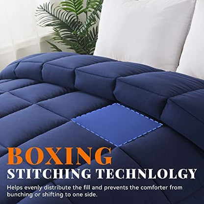 Down Alternative Comforter Navy Blue King Size - All Season Duvet Insert