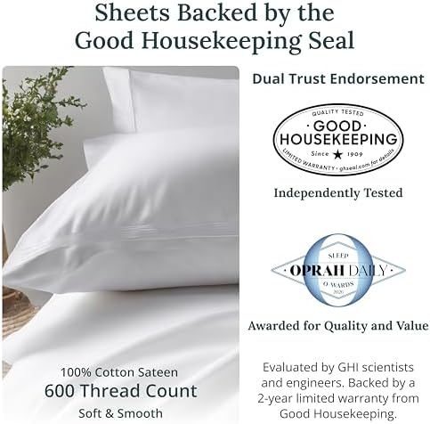 California Design Den 600 Thread Count King Size Bed Sheets Set, Sky Blue