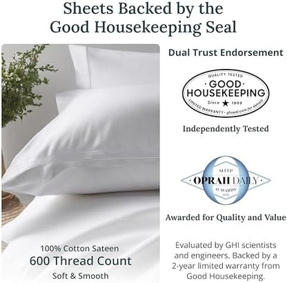 California Design Den 600 Thread Count King Size Bed Sheets Set, Sky Blue