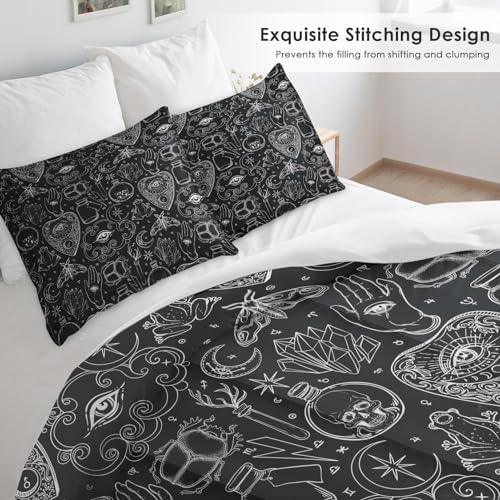 Pamnest Comforter Set Twin Size, Medieval Retro Soft 2 Pcs Bedding for Kids and Adults, Gothic Vintage Skull Comforter Set with Pillowcase, for Bedroom Bed Decor