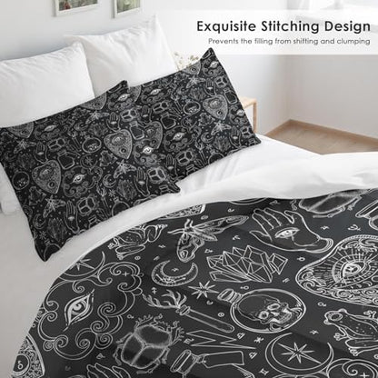 Pamnest Comforter Set Twin Size, Medieval Retro Soft 2 Pcs Bedding for Kids and Adults, Gothic Vintage Skull Comforter Set with Pillowcase, for Bedroom Bed Decor