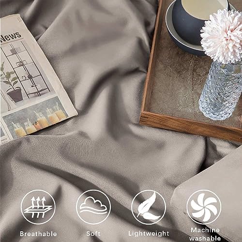 Tan Comforter Queen Size, 3 Piece Dark Khaki Soft Modern Bedding Set, Lightweight Taupe All Season Microfiber Down Alternative Bed Comforter with 2 Pillow Shams for Women Men