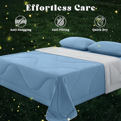 Cooling Comforter Queen Size for Hot Sleepers，80″x90″, Light Blue