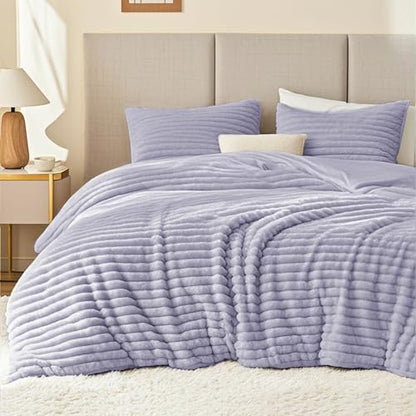 EXQ Home Fluffy Comforter Set Twin Size,2 Pieces Bed Set,Purple