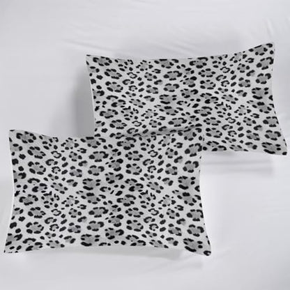 Grey Cheetah Print Comforter Set Full/Queen, Leopard Bedding for Girls