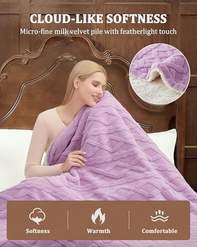 CAROMIO Heated Throw Blanket, Thick Tufted Sherpa Electric Blanket Throw
