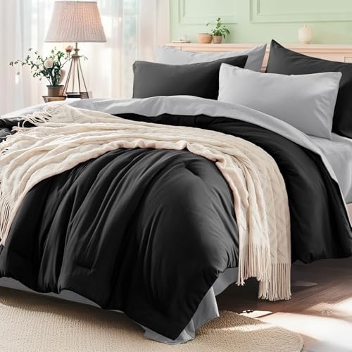 Anluoer Queen Comforter Set 7 Piece, Soft Bed in a Bag Queen Bedding Sets