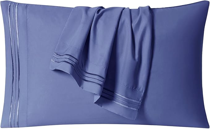 Clara Clark Bed Sheets, Premier 1800 Series 4 Piece Bed Sheet Set, Deep Pocket, Wrinkle, Fade, Stain Resistant, Luxury Soft Bedding Sheets & Pillowcases, Full, Steel Blue