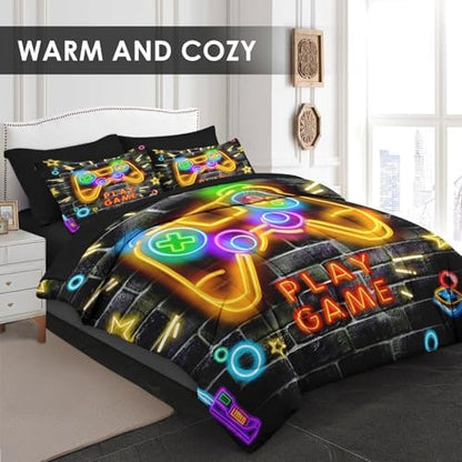 WeCozy 5 Pieces Twin Comforter Set for Boys - Gaming Bedding for Kids