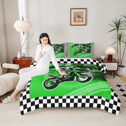Feelyou Dirt Bike Comforter Set for Kids Boys Girls Twin Size