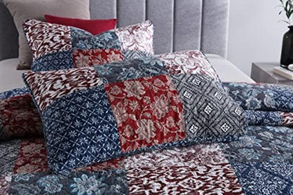 Yvooxny Quilts Queen Size 3-Piece Quilt Set Real Patchwork Bedspread Coverlet Set Quilted Bedding Set with Pillowcases for All Seasons, Farmhouse Bohemian Style