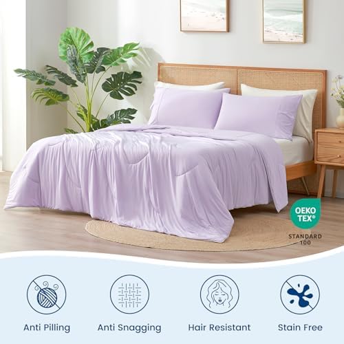 Cozy Bliss Cooling Comforter King Size, Reversible Lightweight Cooling Blankets for Hot Sleepers and Night Sweats, Q-Max>0.45 Soft Breathable Silky Smooth Summer Comforter, Lavender Purple, 106"x90"