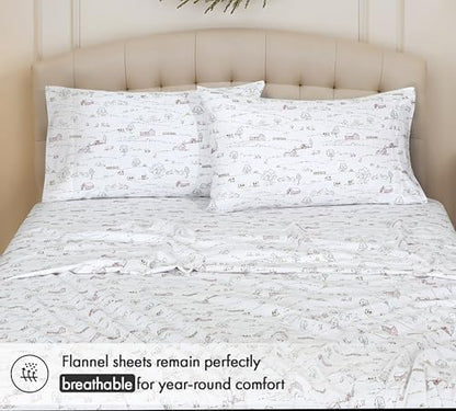 RUVANTI Flannel Sheets Full Size, Rustic Homestead