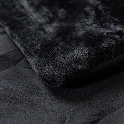Fredsure Distressed Velvet Comforter Set, 5 Pieces Black Queen, Distressed Velvet Face and Brushed Microfiber Reverse
