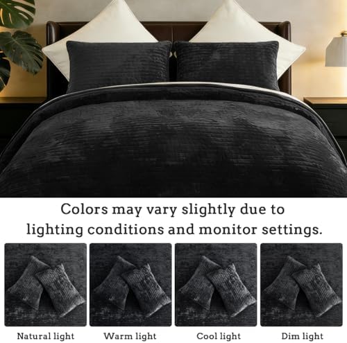Califonia King Velvet Quilt Set Striped Bedspread 106x118