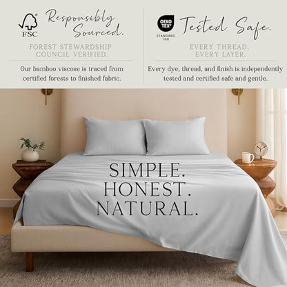 KARISSA MAE 6 Piece Luxury Bamboo Viscose Cal King Sheet Set, 4 Pillowcases
