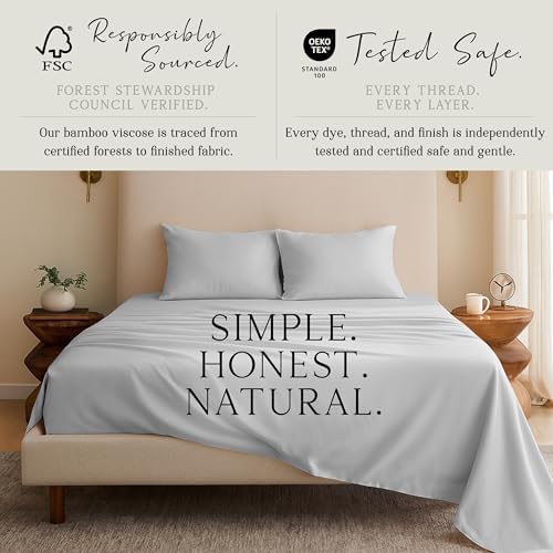 KARISSA MAE 6 Piece Luxury Bamboo Viscose 34" Split Top King Size Sheet Set