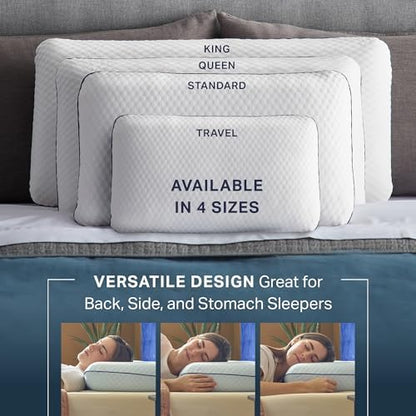Weekender Cooling Gel Memory Foam Pillow for Sleeping – King Size, Ventilated Cooling Pillow for Side & Back Sleepers, Neck & Shoulder Support, Medium Firm, Washable Cover