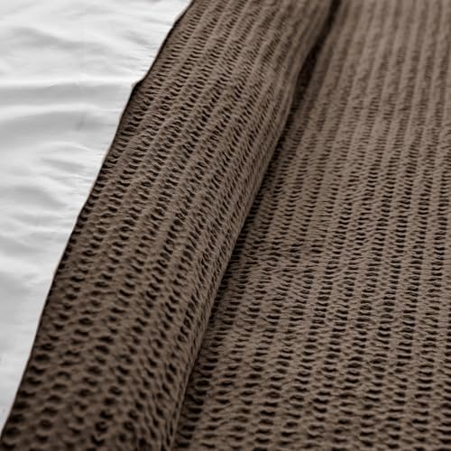 Levtex Home Cloud Waffle Full/Queen Comforter Set (90x94in) with 2 Pillow Shams (26x20in) - Solid Waffle Cotton Texture - Cocoa - 100% Cotton Full/Queen Size Comforter Set - Soft, Pre-Washed