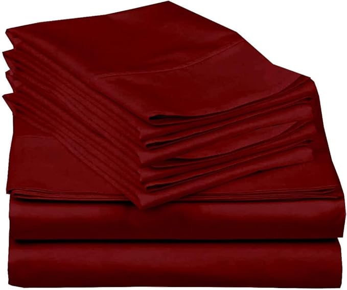 Mattress-Homes 6 Piece King Sheet Set, Hotel Luxury Collection, 100% Egyptian Cotton, 18 Inch Deep Pocket Fitted Sheet, Soft & Cool, Breathable Bedding with 4 Pillowcases in Burgundy Solid