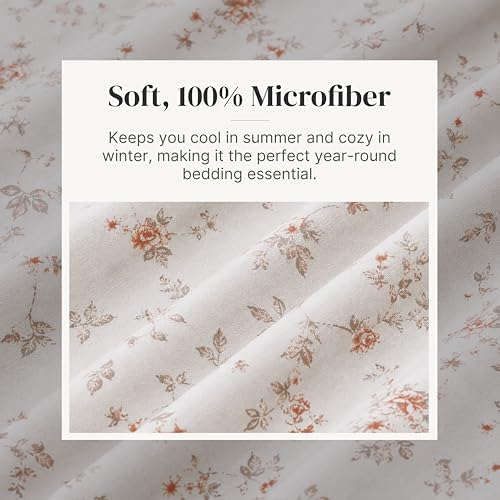 Modern Threads Silky Soft Microfiber and Wrinkle Free Sheets - Luxurious Microfiber Bed Sheets Includes Flat Sheet, Fitted Sheet with Deep Pockets, & Pillowcases Kashmir Rose Clay, Full
