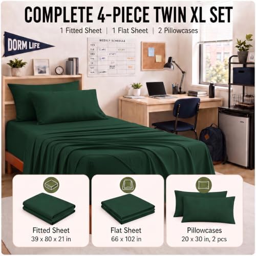 CozyLux Twin XL Sheet Set 4-Piece, 21-Inch Deep Pocket, Soft Brushed Feel