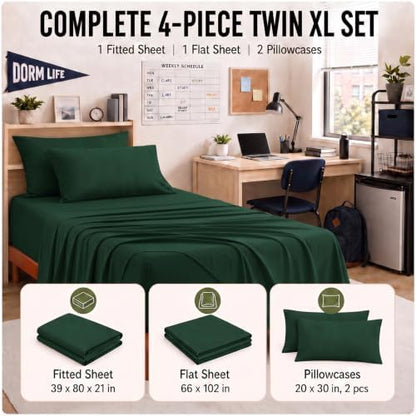CozyLux Twin XL Sheet Set 4-Piece, 21-Inch Deep Pocket, Soft Brushed Feel