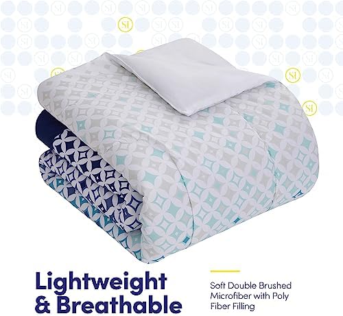 Sweet Home Collection 7 Piece Comforter Set Bag Solid Color All Season Soft Down Alternative Blanket & Luxurious Microfiber Bed Sheets, Genova, King
