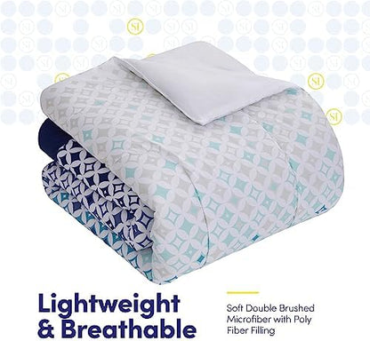 Sweet Home Collection 5 Piece Comforter Set Bag Solid Color All Season Soft Down Alternative Blanket & Luxurious Microfiber Bed Sheets, Genova, Twin