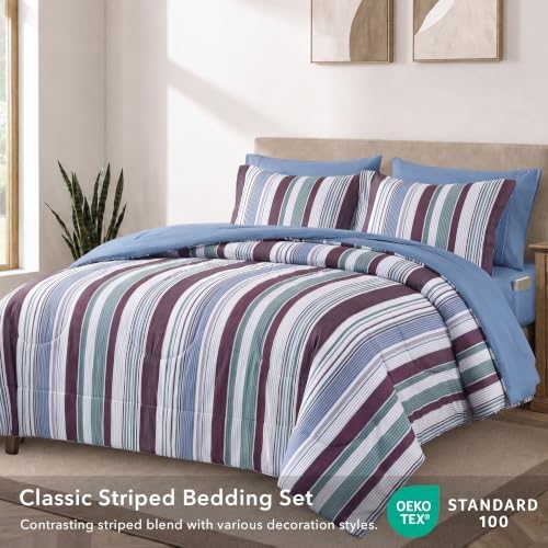 Monbix King Size Comforter Set-7 Pieces Soft Bed in a Bag King Bedding Sets