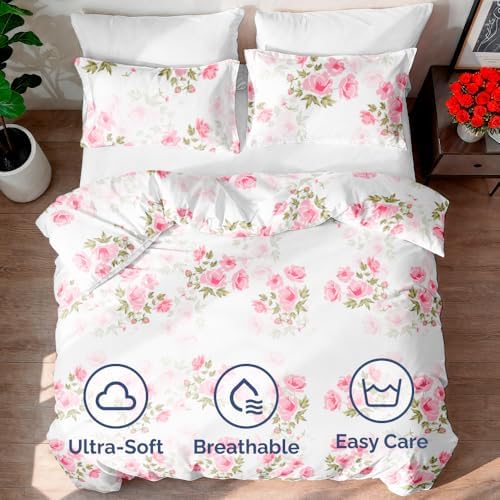 Duvet Cover Full Size - Extra Soft Floral Duvet Cover - 3 Piece - Bloom