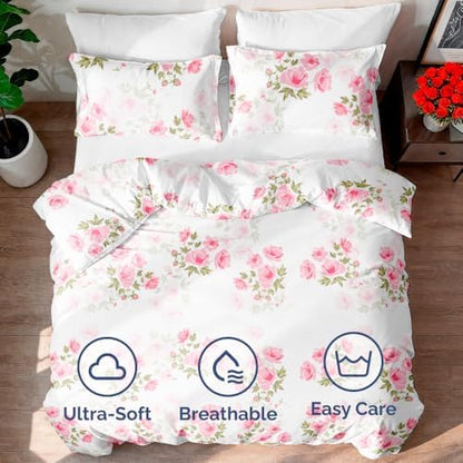 Duvet Cover Full Size - Extra Soft Floral Duvet Cover - 3 Piece - Bloom