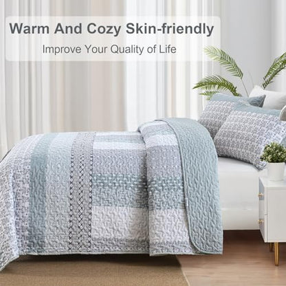 WONGS BEDDING Boho Quilt Set Queen, Stripe Bedspread Sets, Burnt Orange