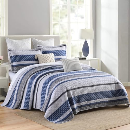 Homzard Quilt Bedding Set Twin Size - 100% Cotton Comforter Set,Gray Blue Quilts Bedspread for The Bed, Farmhouse Lightweight Bedding All Season