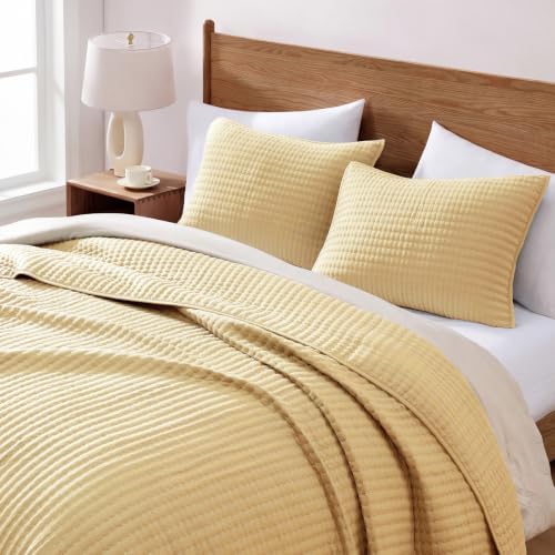 WRENSONGE King Size Quilt-Lightweight Bedspreads Yellow King Quilt Bedding