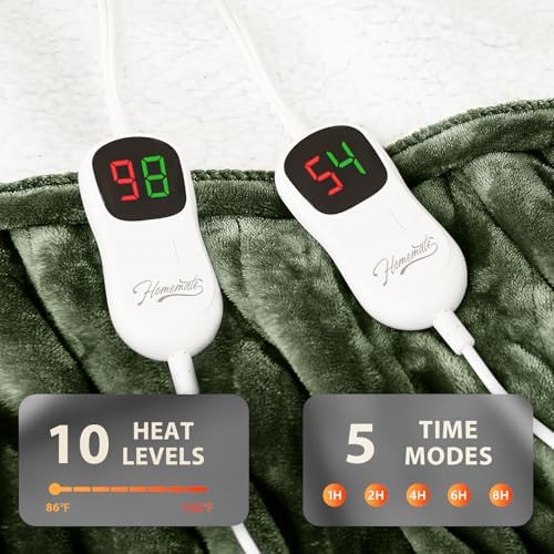 Homemate Heated Electric Blanket Queen Size 84"x 90" Heating Blanket