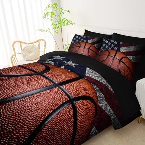 QOOMO Basketball Comforter Set Full,7-Piece Kids Bedding Set for Boys
