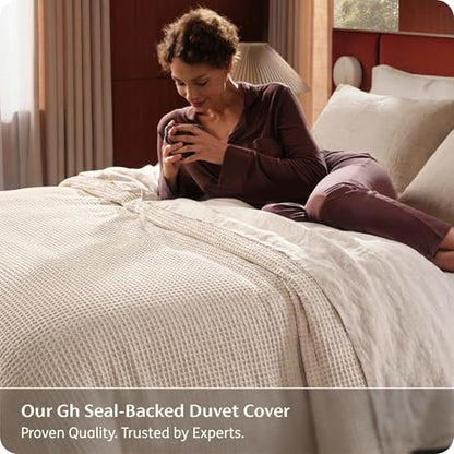 Bedsure PureWoven Cotton Waffle Weave Duvet Cover, Beige, Duvet Cover Only