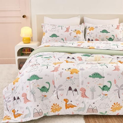Yibeizi Dinosaur Kids Comforter Set Twin Bedding for Toddler Boys