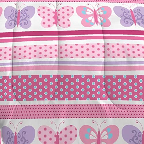 Dream Factory Butterfly Dots Ultra Soft Microfiber Girls Comforter Set, Pink, Full