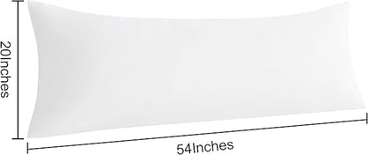 NTBAY Body Pillow Cases Set of 2, 2 Pack Brushed Microfiber 20x54 Pillow Cases, Soft, Wrinkle, Fade, Stain Resistant White Pillow Cases with Envelope Closure, 20x54 Inches, White