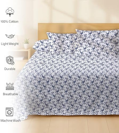 RUVANTI 100% Cotton Percale King Sheets, Crisp and Soft, Paisley Ornament
